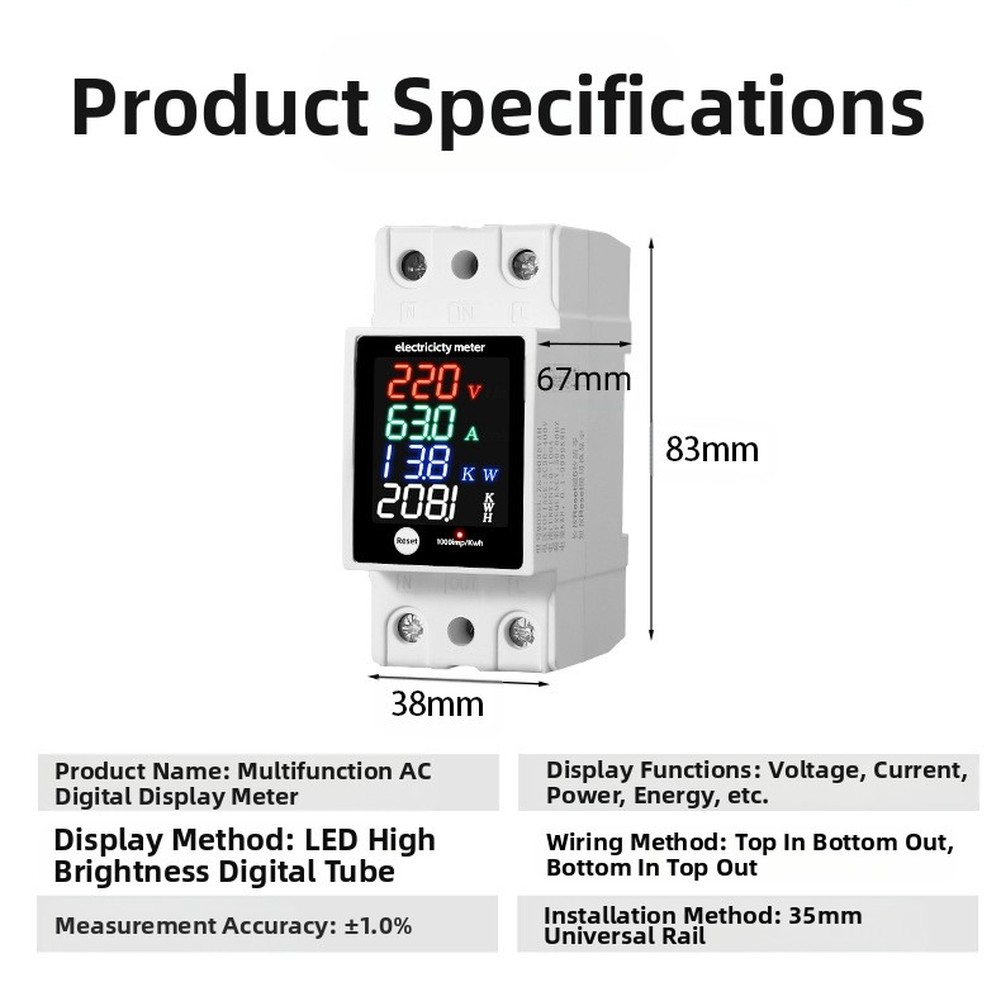 Multi Functional Digital Displ - Energy Monitor Meter ulasan dan harga